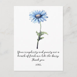 POSTAL WATERCOLOR APRIL DAISY BIRTH FLOWER POSTCARD