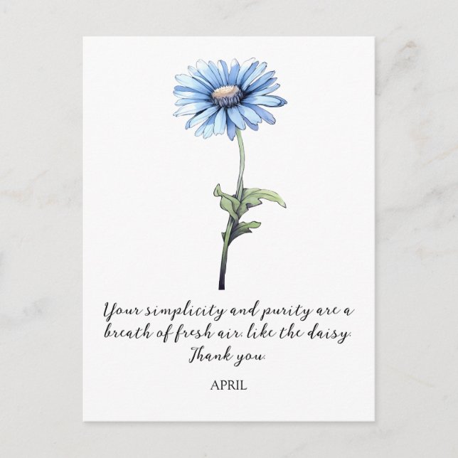 POSTAL WATERCOLOR APRIL DAISY BIRTH FLOWER POSTCARD (Anverso)