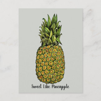 Postal Watercolor Art Cute Pineapple