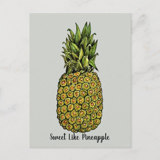 Postal Watercolor Art Cute Pineapple (Anverso)