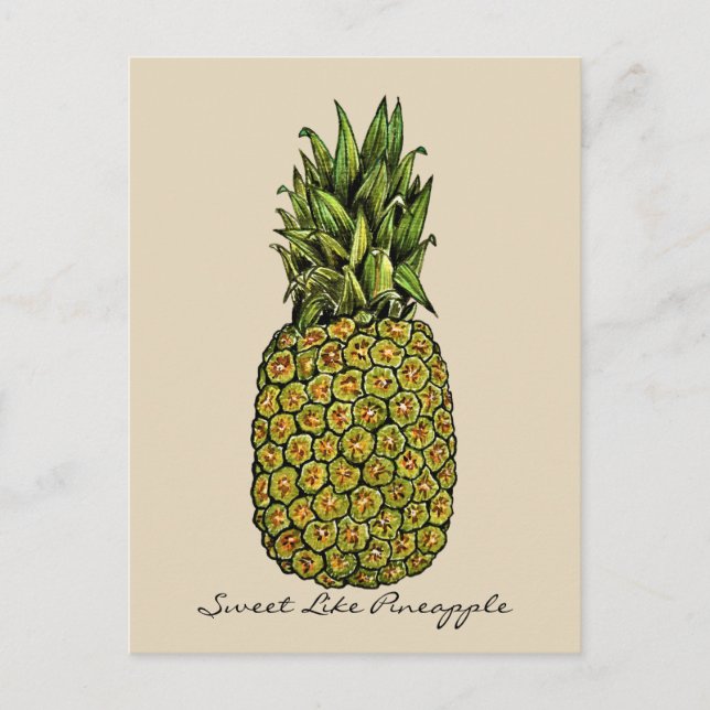 Postal Watercolor Art Cute Pineapple (Anverso)