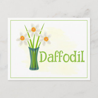 Postal Watercolor Art Daffodil Flower March Birthday