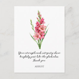 POSTAL WATERCOLOR AUGUST GLADIOLUS BIRTH FLOWER