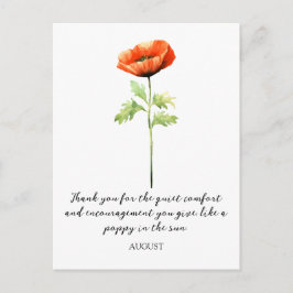 POSTAL WATERCOLOR AUGUST POPPY BIRTH FLOWER POSTCARD