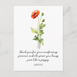 POSTAL WATERCOLOR AUGUST POPPY BIRTH FLOWER POSTCARD