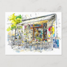 Watercolor Berlin Prenzlauer Berg Street Cafe