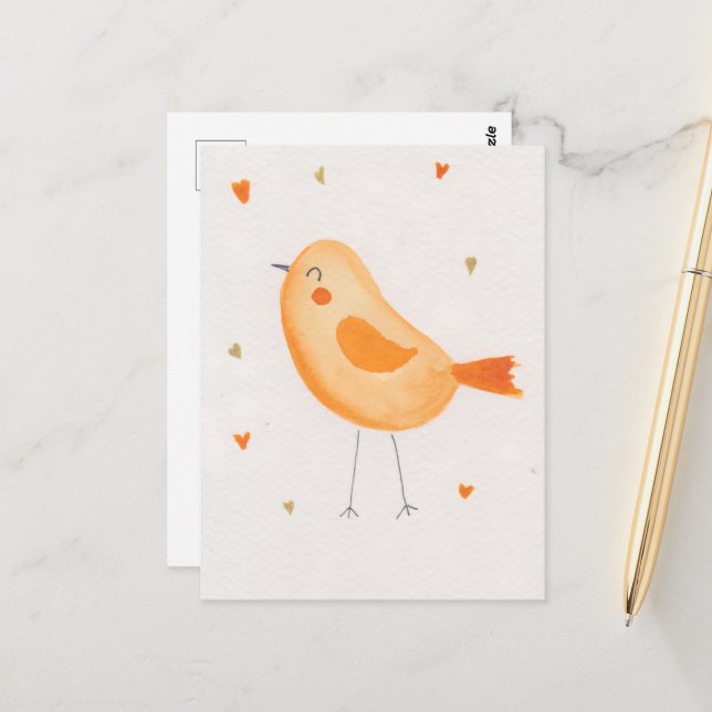 Postal Watercolor Bird (Anverso/Reverso In Situ)