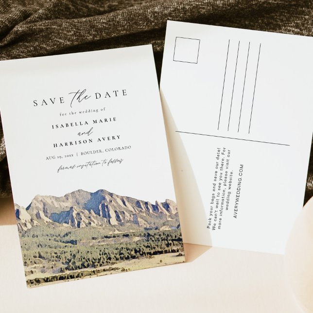 Postal Watercolor Boulder Colorado Salva la fecha (Subido por el creador)