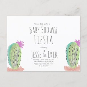 Postal Watercolor Cactus Plants Hand Pintado Baby Shower