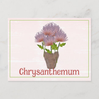 Postal Watercolor Chrysanthemum Flower November Birthday