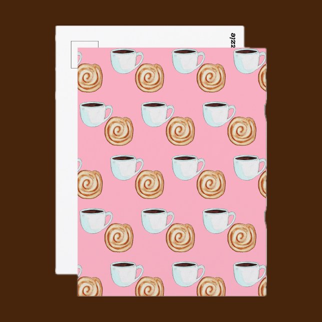 Postal Watercolor Cinnamon Bun Pastry Coffee (Subido por el creador)