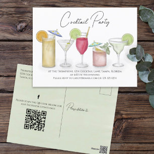 Postal Watercolor Cocktail Bebe QR Code Social Media
