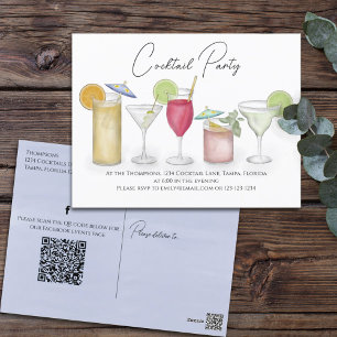 Postal Watercolor Cocktail Bebe QR Code Social Media