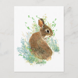 Postal Watercolor Cute conejo conejo conejo arte animal