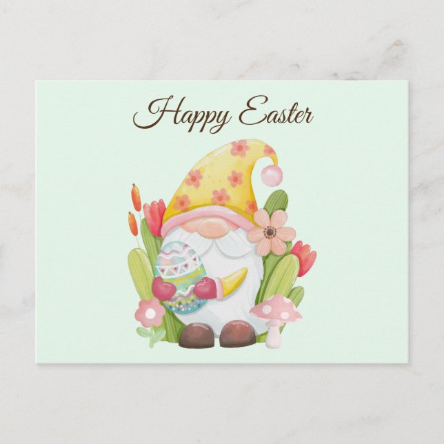 Postal Watercolor Cute Easter Gnome (Anverso)