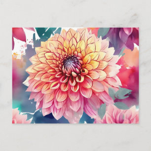 Postal Watercolor Dahlia Summer