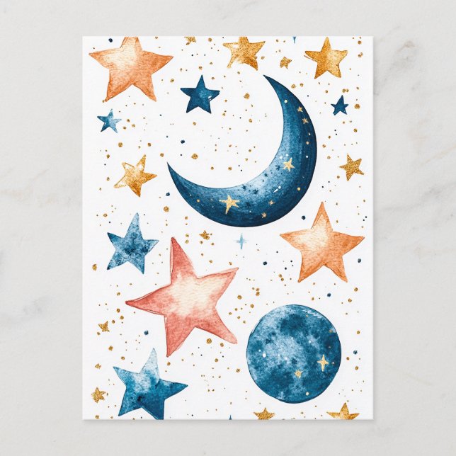 Postal Watercolor de los sueños celestes (Anverso)