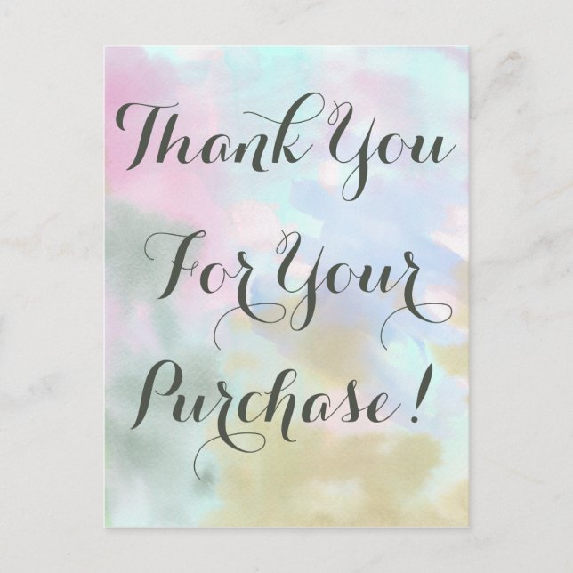 Postal Watercolor de Unicornio de moda Gracias Ventas Dir (Anverso)