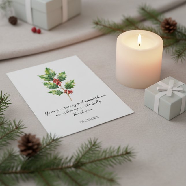 POSTAL WATERCOLOR DECEMBER HOLLY BIRTH FLOWER (Subido por el creador)