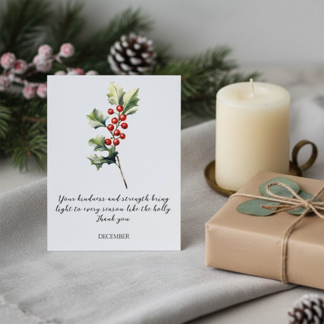 POSTAL WATERCOLOR DECEMBER HOLLY BIRTH FLOWER (Subido por el creador)