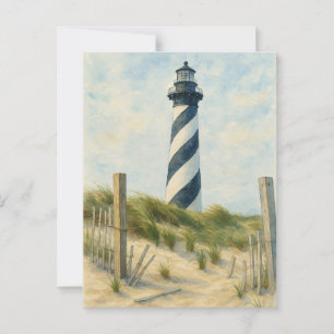 Postal Watercolor del faro de Cape Hatteras
