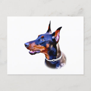 Postal Watercolor Doberman Pinscher