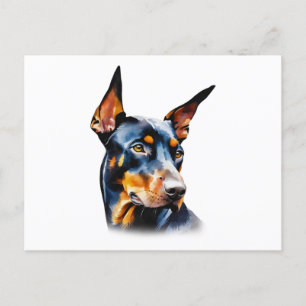 Postal Watercolor Doberman Pinscher