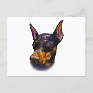 Postal Watercolor Doberman Pinscher