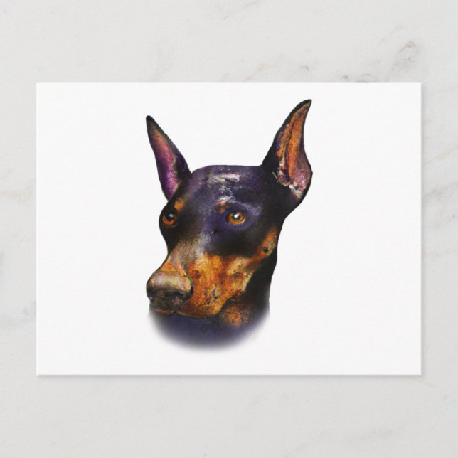 Postal Watercolor Doberman Pinscher (Anverso)