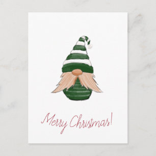 Postal Watercolor drawing Christmas gnome 