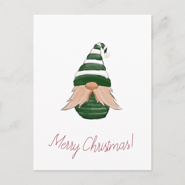 Postal Watercolor drawing Christmas gnome  (Anverso)