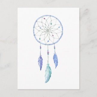 Postal Watercolor Dreamcatcher con 3 plumas