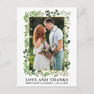 Postal Watercolor Eucalyptus Boda Gold Gracias