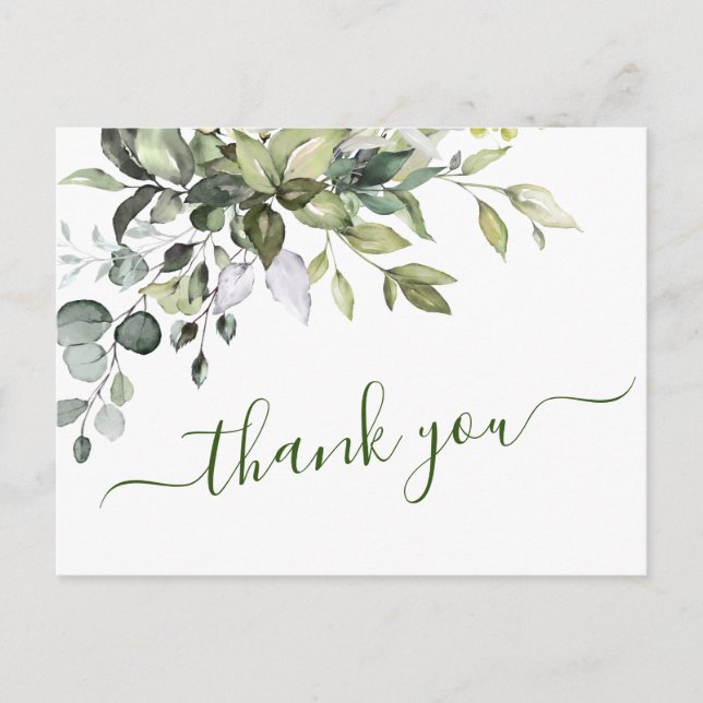 Postal Watercolor Eucalyptus Greenerenery Gracias Boda (Anverso)