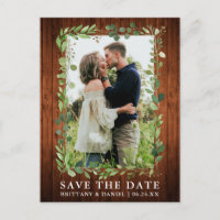 Watercolor Eucalyptus Greenery Wood Save The Date