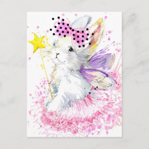 Postal Watercolor Fairy Bunny
