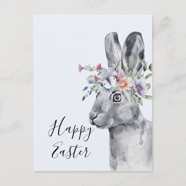 Postal Watercolor Flor Crown Bungalow Easter (Anverso)
