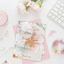 Watercolor Floral Wedding Invitation | Blush Peach