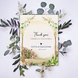 Postal Watercolor Garden Arch Romantic Wedding Thank You