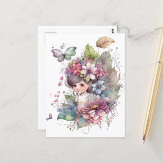 Postal Watercolor Garden Chica - Baby Fairy