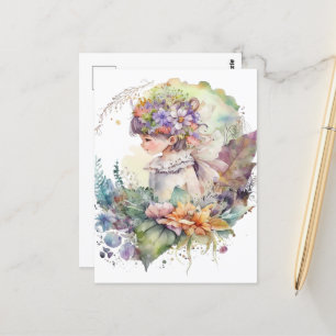 Postal Watercolor Garden Chica - Little Fairy