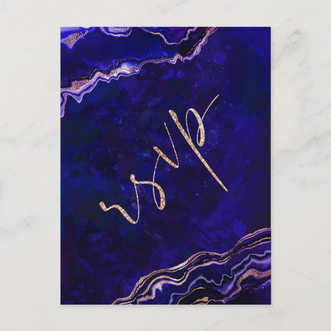 Postal Watercolor Geode Modern Calligraphy Wedding RSVP (Anverso)