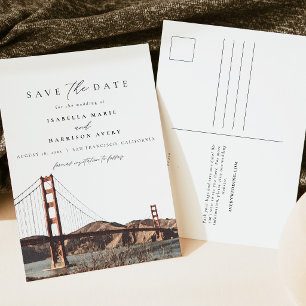 Postal Watercolor Golden Gate San Francisco California