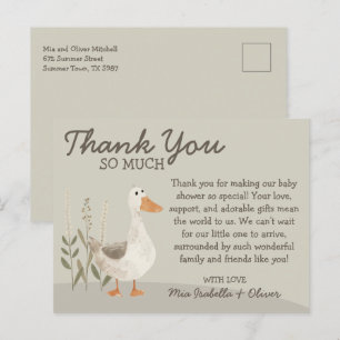 Postal Watercolor Goose Baby Shower Gracias Postcard