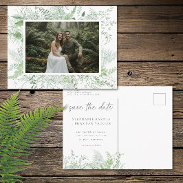 Postal Watercolor Greenery Fern Rustic Save Date Photo