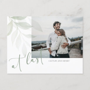 Postal Watercolor Greenery Photo Wedding Guardar la fecha