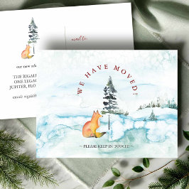 Postal Watercolor Hemos mudado Navidades Fox Postcard