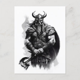 Postal Watercolor ink pencil of Viking warrioir