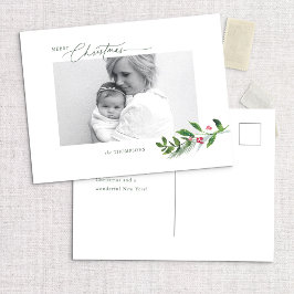 Postal Watercolor Invierno Greenery Navidades modernos Fo