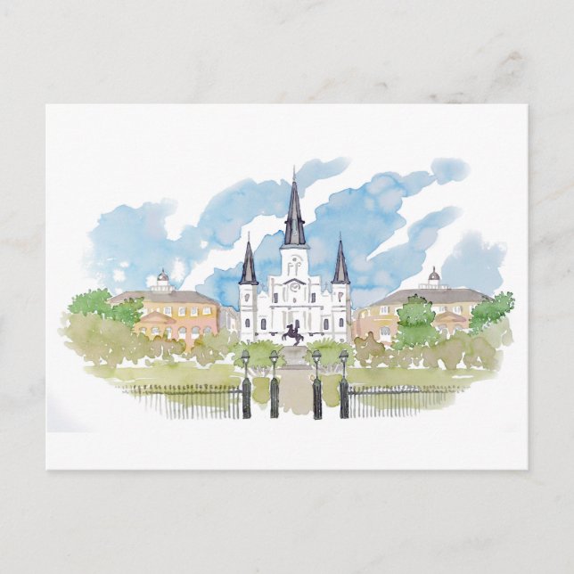 Postal Watercolor Jackson Square (Anverso)